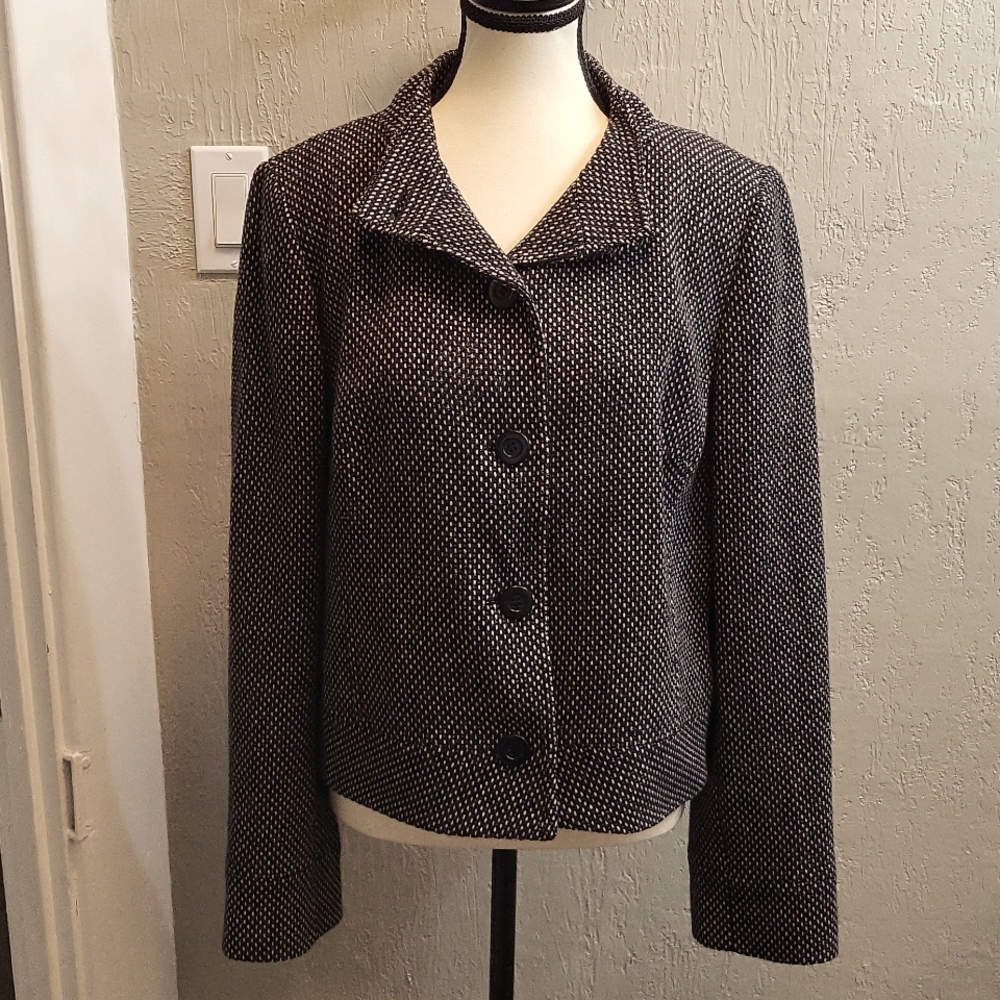 Ann Taylor LOFT Wool Blend Button Front Blazer Jacket